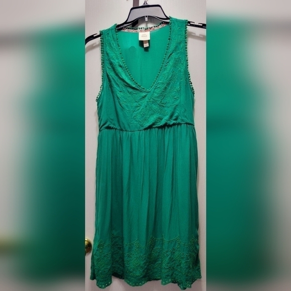 Knox Rose Green Summer Dress Size M V-Neck Knee Length - Picture 1 of 10